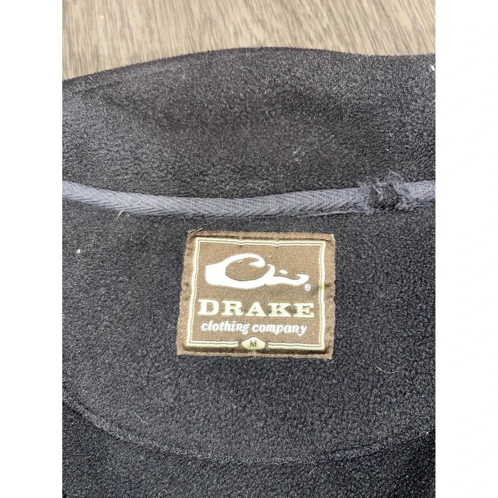 Drake Mens M Black Fleece Jacket Ole Miss Rebels Full Zip Outdoor Mid Layer